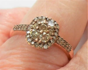 SALE !!! Champagne Diamond Halo Cluster Ring, size 7, NEW, .60 ct. - Picture 1 of 14