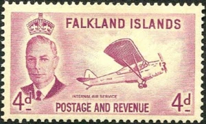 Falkland Islands 1952 KGVI  4d Reddish Purple    SG.177 Mint (Hinged)  Cat:£13 - Picture 1 of 2