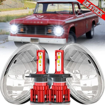 FIT dodge D100 D150 D200 D300 7inch Round LED Headlights Hi/Lo Sealed Beam US - Image 1 of 4