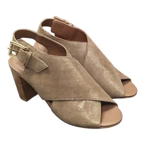 Donald J. Pliner bronzo invecchiato metallizzato punta aperta tacco donna 8M nuovo con scatola - Foto 1 di 11