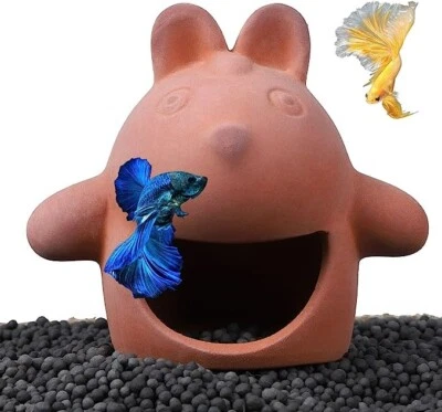 Nueva decoración de acuario dibujos animados conejo cueva pecera decoraciones arcilla natural pura Foto 1 de 4