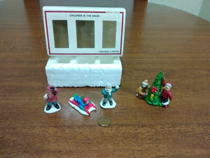 VTG Christmas Porcelain Village Figurine Boys in the Snow Colonial Collection - Picture 1 of 15