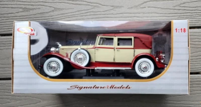 SIGNATURE MODELS 1/18 BURGUNDY & CREAM 1930 PACKARD LEBARON 4 DR SEDAN 18115 F/S - Image 1 of 4