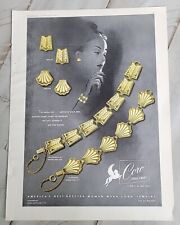 1947 Coro Gold Craft Classique Continental Bracelet Earrings vintage Jewelry ad
