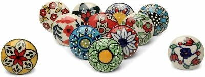 10 LOT Ceramic Door Knob MULTI COLOURED Drawer Knobs Handles Pull ARTY Cupboard - Image 1 of 4