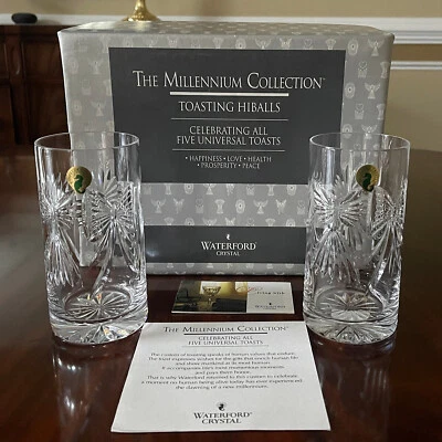 Waterford Crystal Millennium Universal Highball Glass 2000 5 Toasts HiBall Toast