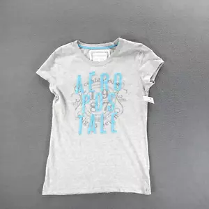 Aeropostale Crew Neck T Shirt Top Women's Gray Embroidered Short Sleeve Size XL - Picture 1 of 18