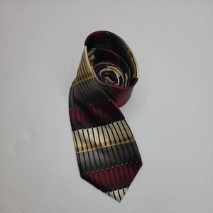 Haggar Collections Silk Stain Resistant Stripe Neck Tie Red Gray 60" x 3.75" - Picture 1 of 5