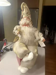 Royal Elferie Ltd Ed große vergoldet Plüsch Noel Santa Elfe Puppe Regal Sitter 25"T - Bild 1 von 12