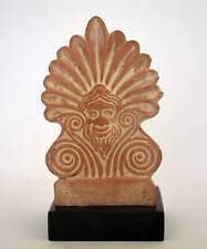 Akrokeramo - Antefix, Distal Tile - Floral Design, Satyr Head - Ceramic Artifact