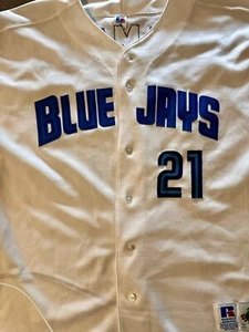 Authentic RUSSELL ATHLETIC Roger Clemens 52 2XL TORONTO BLUE JAYS VINTAGE Jersey - Picture 1 of 6