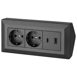 Steckdosenblock 2-fach I USB-A USB-C I Steckdosenleiste Küche Büro Tisch - Bild 1 von 5