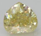 Cert 0.77 Carat Fancy Yellow Si1 Heart Shape Natural Enhanced Diamond 5.35X4.91M
