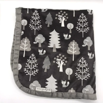 Blankets & Beyond Baby Blanket Tree Gray Fox Raccoon Trees Gray Sherpa - Image 1 of 4