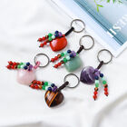 5pcs Heart Protection Natural Stone Tumble Keychain Key Ring Gift