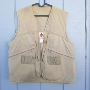 Vtg 70s 80s Columbia Portland Mens Fishing Hunting Vest XL Game Pouch Distressed - Picture 1 of 14