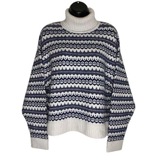 Jumper 1234 Sweater Turtleneck Womens M 2 Fair Isle Cashmere Wool Oversized Boxy - Picture 1 of 13