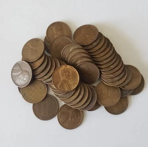 1945 P Lincoln Wheat Cent, Circulated Roll - Picture 1 of 3