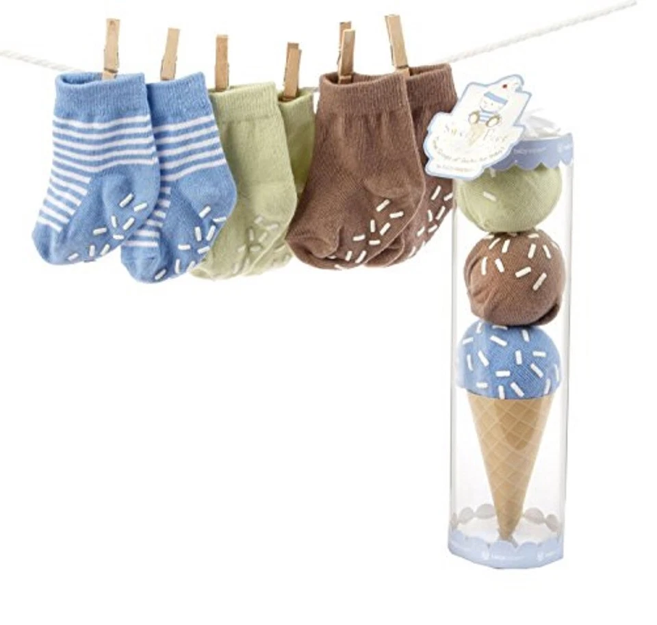 NEW Baby Aspen "Sweet Feet" Three Scoops Socks Gift Set Blue Boy Green Brown - Image 1 of 1
