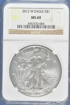 2012 W Burnished $1 Silver Eagle NGC MS 69 (Brown Label) - Image 1 of 2