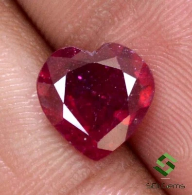 10x10 mm Natural Ruby Heart Shape Cut 3.73 Cts Deep Red Shade Loose Gemstone GF - Image 1 of 4