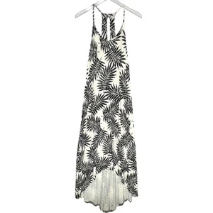 C&C California S Womens Black White Floral Halter Hi Low Midi Dress - Picture 1 of 8