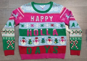 No Boundaries Happy Holla Days Women's XXL Bells Snowman Christmas Ugly Sweater - Picture 1 of 11