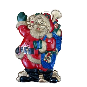 Vintage 12" Plastic Santa Claus Wall Hanging Christmas Decor Door Holiday - Picture 1 of 11