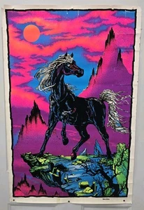 Black Stallion Rare Original Vintage 1975 Black Light Poster 23 x 35 Velvet  - Picture 1 of 8