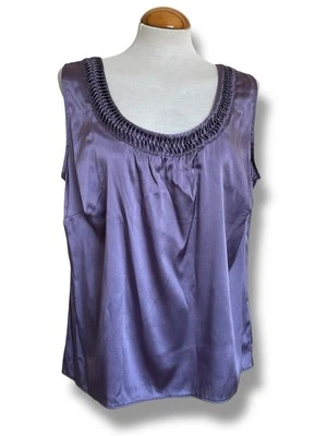 CHESCA. BNWT Purple Silk Blend Sleeveless Blouse. Size 16. Satin. - Image 1 of 4