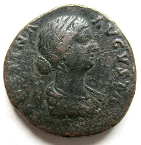 Ancient Rome Imperial FAUSTINA Jr AE Sestertius PIETAS Reverse - Picture 1 of 2