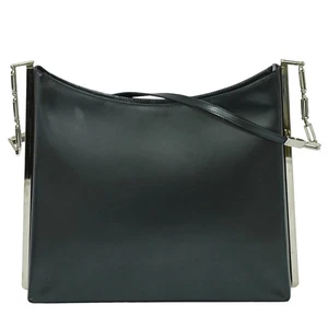 Salvatore Ferragamo Leather Shoulder Bag Black Silver - Picture 1 of 15