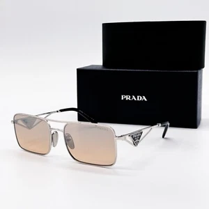 NEW PRADA SPR A52 1BC8J1 SILVER GREY SQUARE PRA52S 1BC8J1 UNISEX SUNGLASSES - Picture 1 of 11