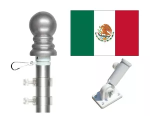 Mexico 3'x5' Polyester Flag & Spinner Flagpole Set w/Adjustable Bracket - Picture 1 of 1