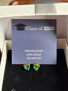Beautiful 2025 Heart Stud Earrings for Graduating Seniors–Hypoallergenic CZ's - Picture 1 of 3