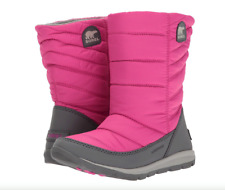 Sorel Childrens Whitney Mid Boots Girls 9-10 Pink Ice/Quarry Pull On Winter Shoe