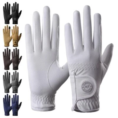 AF EQUESTRIAN Damen Reithandschuhe Kunstleder Schlangendesign weiß