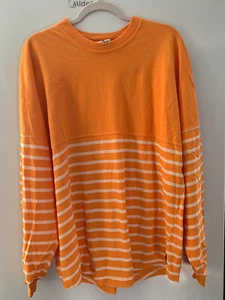 Sudadera Spirit Jersey De Gran Tamaño Para Mujer Naranja Blanco Rayas Manga Larga Talla L - Imagen 1 de 5