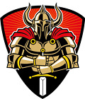  Warrior With Armor And Sword Mascot Car Bumper Sticker Decal 4" x 5"