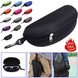 Portable Zipper Eye Glasses Case Box Sunglasses Clam Shell Hard Protector Pouch - Picture 1 of 18