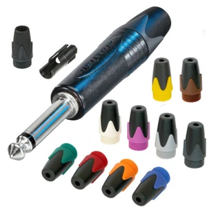 Neutrik NP2X-BAG Mono TS Jack Plug Black Silver Contacts 1/4 Inch Bush Colours - Picture 1 of 6