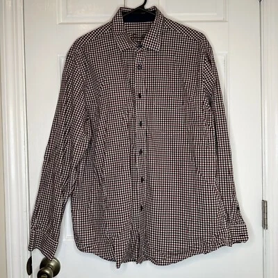 Camisa de vestir Tasso Elba con cuello abotonado de guinga en rojo/blanco/negro - grande Foto 1 de 4