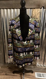 Vintage 1994 Nicole Miller Wine 100% Silk Blazer Jacket Shoulder Pads Medium - Picture 1 of 18
