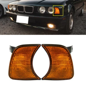 Pair For BMW 5-Series E34 1989-1995 Amber Corner Lights Turn Signals light - Picture 1 of 6