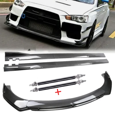 Front Lip Chin Bumper Spoiler Carbon Fiber FOR MITSUBISHI LANCER Side Skirt Foto 1 de 4