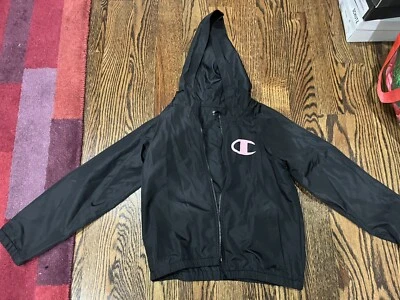 Chaqueta cortavientos negra con capucha y cremallera completa Champion para niña - Grande Foto 1 de 2