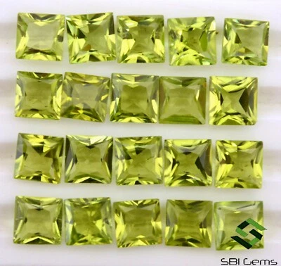 Natural Peridot Princess Square Cut 5 mm Lot 10 Pcs Parrot Green Loose Gemstones - Image 1 of 4