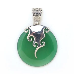 Natural Green Agate Gemstone Jewelry Pendant - Round Donut - Picture 1 of 1