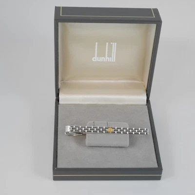Cierre de clip de barra de corbata enchapada en plata Dunhill con caja (excelente) ENVÍO GRATUITO Foto 1 de 4