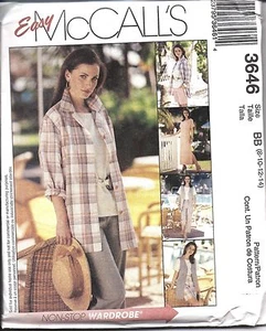 3646 SIN CORTAR De colección McCalls Patrón de Costura Falta Vestido Prenda para el torso Camisa - Chaqueta Chaleco FF - Imagen 1 de 2